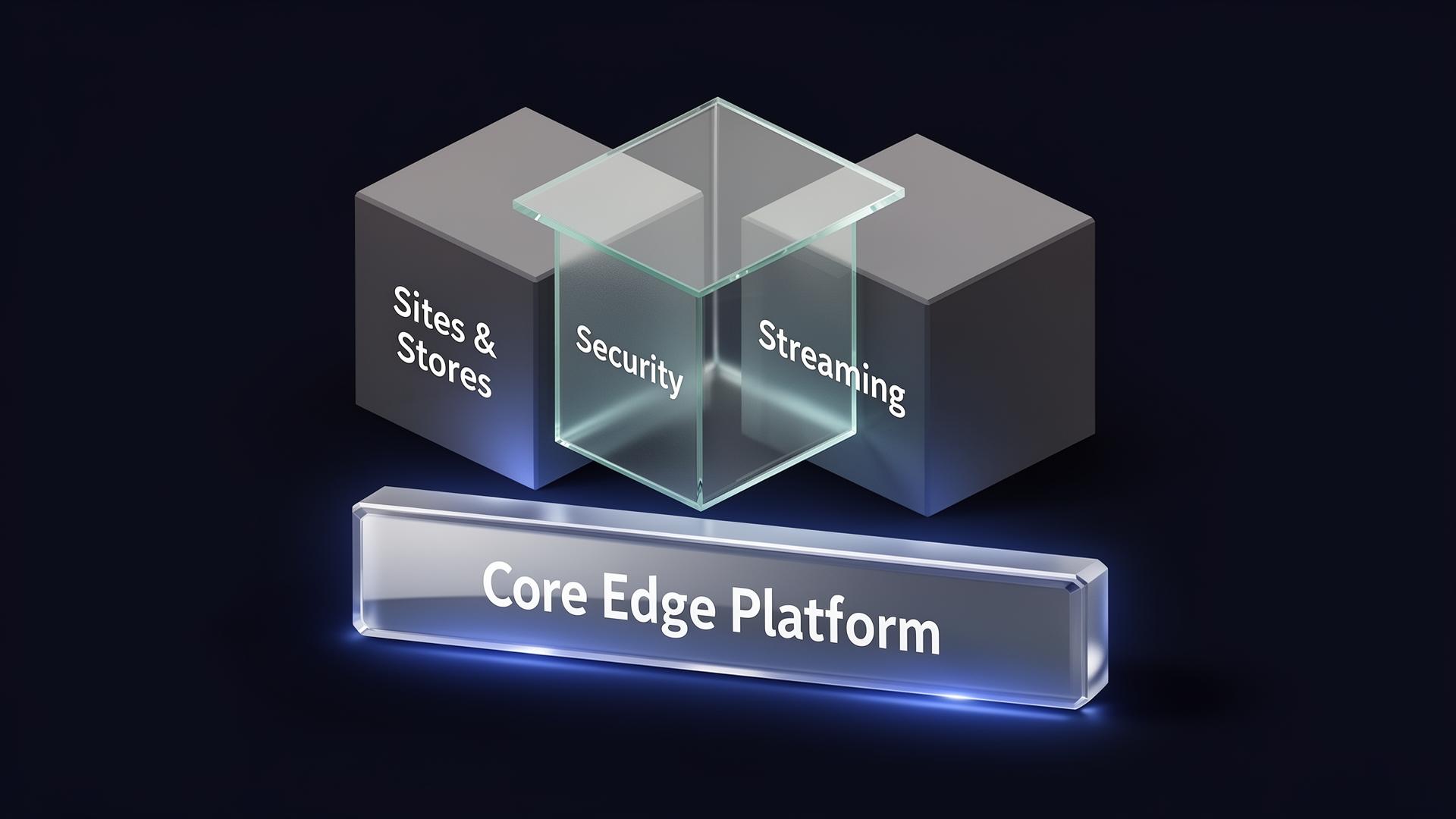 EdgePrizm reference architecture: Sites & Stores and Streaming workloads layered on the Core Edge Platform with Security overlaying their intersection